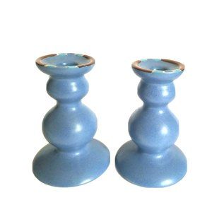 Set of two Dansk International Designs  Portugal Sky Blue Candlestick Holders